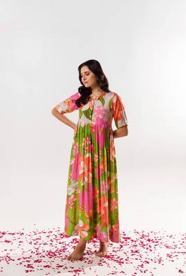 Multicolor cotton silk printed emilia dress 2