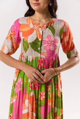 Multicolor cotton silk printed emilia dress 4