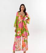 Multicolor cotton silk printed marnie set