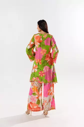Multicolor cotton silk printed marnie set