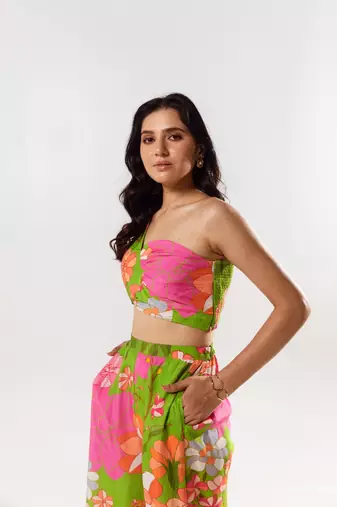 Multicolor cotton silk printed alyssa set
