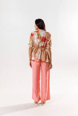 Peach cotton silk printed vienna set 2