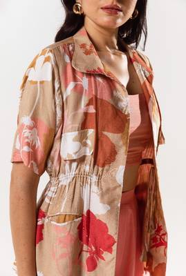 Peach cotton silk printed vienna set 3