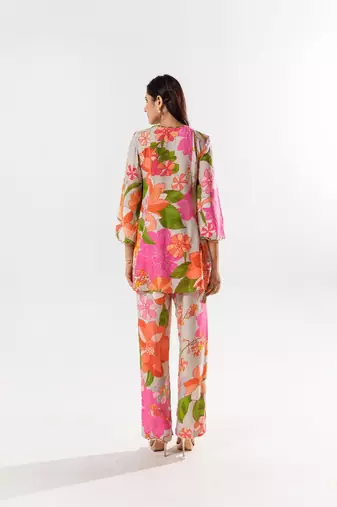Multicolor cotton silk printed helena set