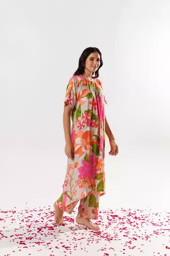 Multicolor cotton silk printed layla set