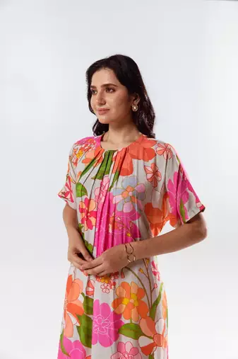 Multicolor cotton silk printed layla set