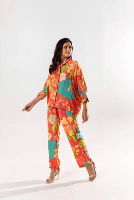 Red cotton silk printed lyra set 1