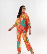 Red cotton silk printed lyra set