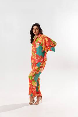 Red cotton silk printed lyra set 2