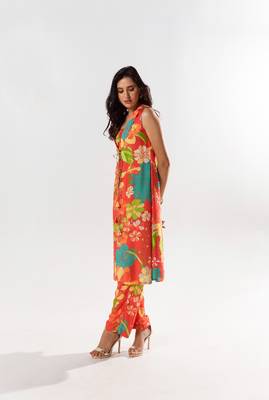 Red cotton silk printed elora set 1