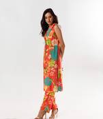 Red cotton silk printed elora set