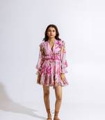 Pink chiffon printed erica dress