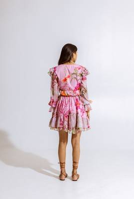 Pink chiffon printed erica dress 3
