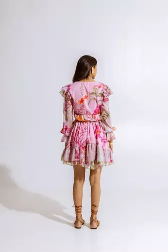 Pink chiffon printed erica dress