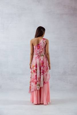 Pink chiffon printed leia set 1