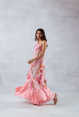 Pink chiffon printed leia set 4