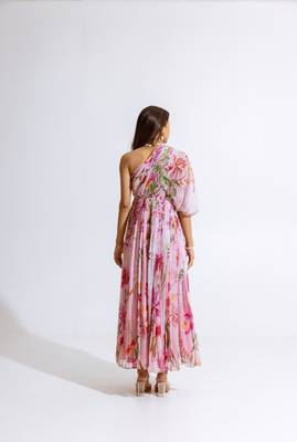 Pink chiffon printed yuki dress 1