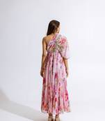 Pink chiffon printed yuki dress