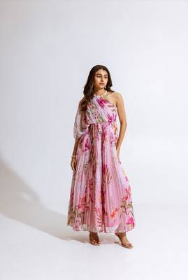 Pink chiffon printed yuki dress 2