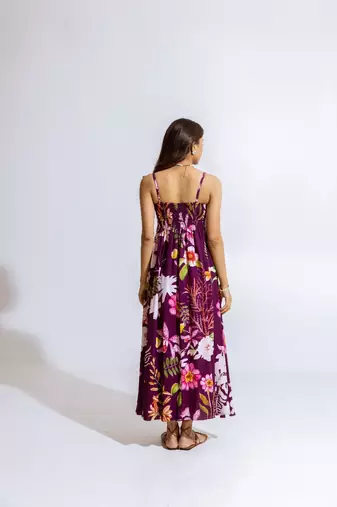 Wine crepe printed jolanna dress