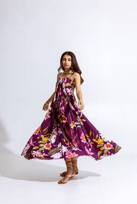 Wine crepe printed jolanna dress 5