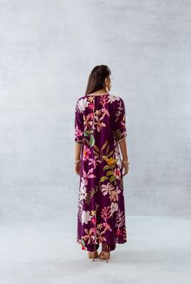 Wine crepe printed meadow set 1