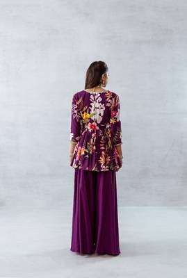 Wine crepe printed zahra set 1