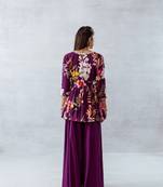 Wine crepe printed zahra set