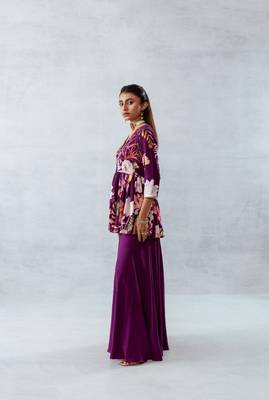 Wine crepe printed zahra set 3