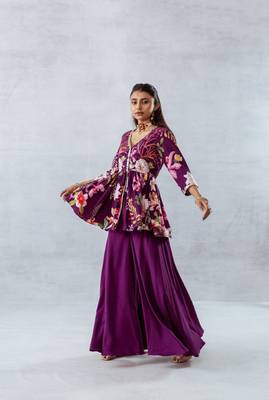 Wine crepe printed zahra set 4