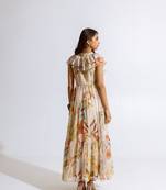 Beige chiffon printed melia dress