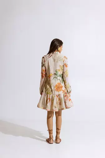 Beige chiffon printed kalina dress