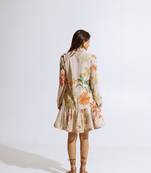 Beige chiffon printed kalina dress