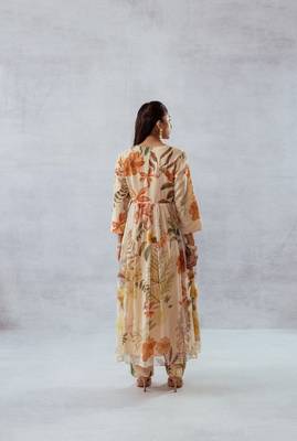 Beige chiffon printed abelia set 1