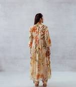 Beige chiffon printed abelia set