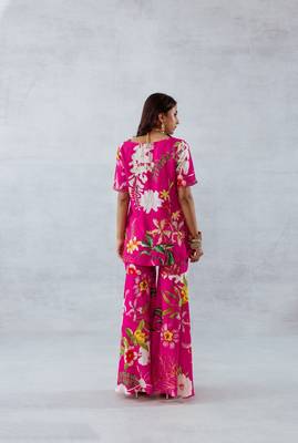 Pink crepe printed rosa set 1