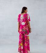 Pink crepe printed rosa set