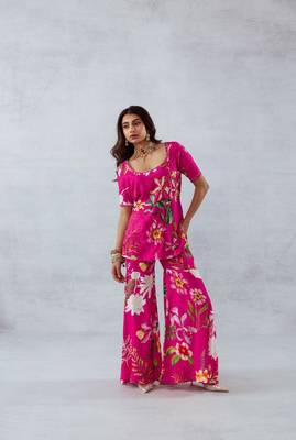 Pink crepe printed rosa set 2