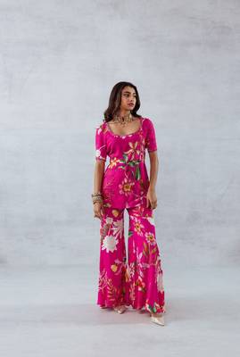 Pink crepe printed rosa set 3