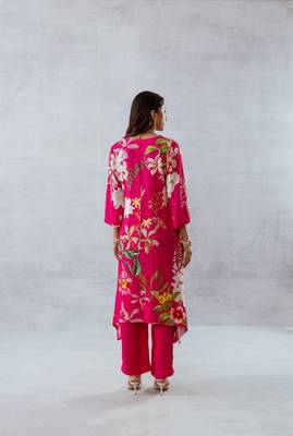 Pink crepe printed camelia set 1