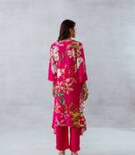 Pink crepe printed camelia set