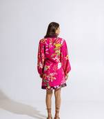 Pink crepe printed gaura dress