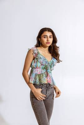 Green chiffon printed suzan top 3