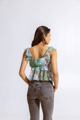 Green chiffon printed suzan top 4