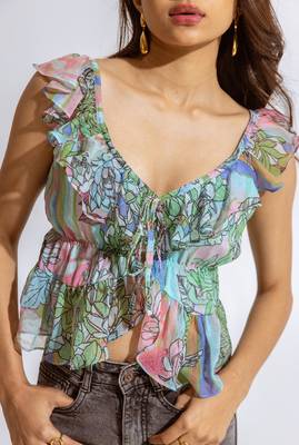 Green chiffon printed suzan top 5
