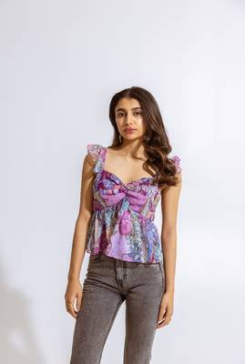 Mauve chiffon printed kalei top 1