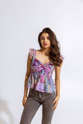 Mauve chiffon printed kalei top 2