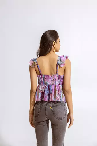 Mauve chiffon printed kalei top