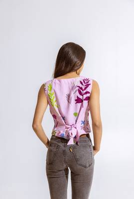 Purple cotton printed chika top 1