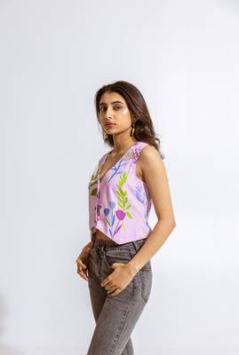 Purple cotton printed chika top 5